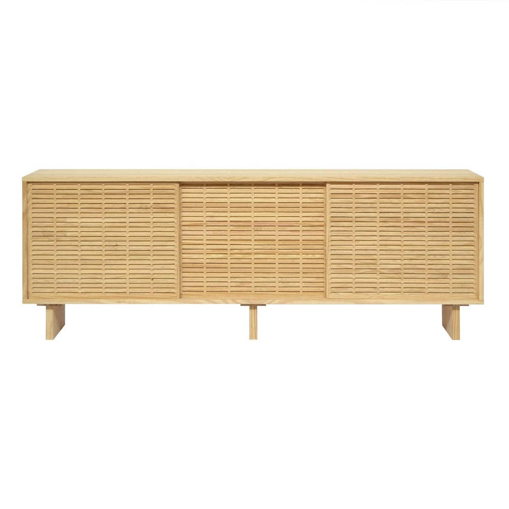 Buffet enfilade 3 portes coulissantes en pin massif verni 180 cm - PEDRERA