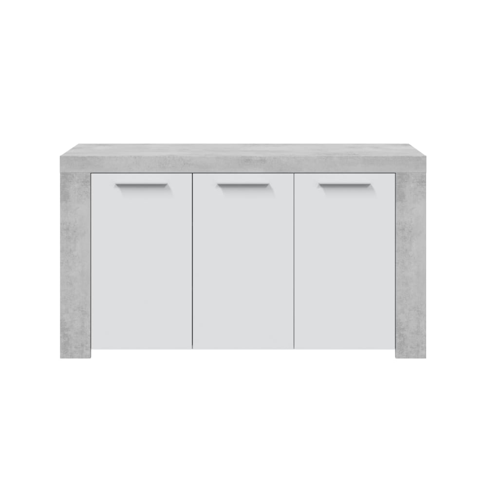 Buffet enfilade WENDY blanc et effet béton 144 cm à 3 portes