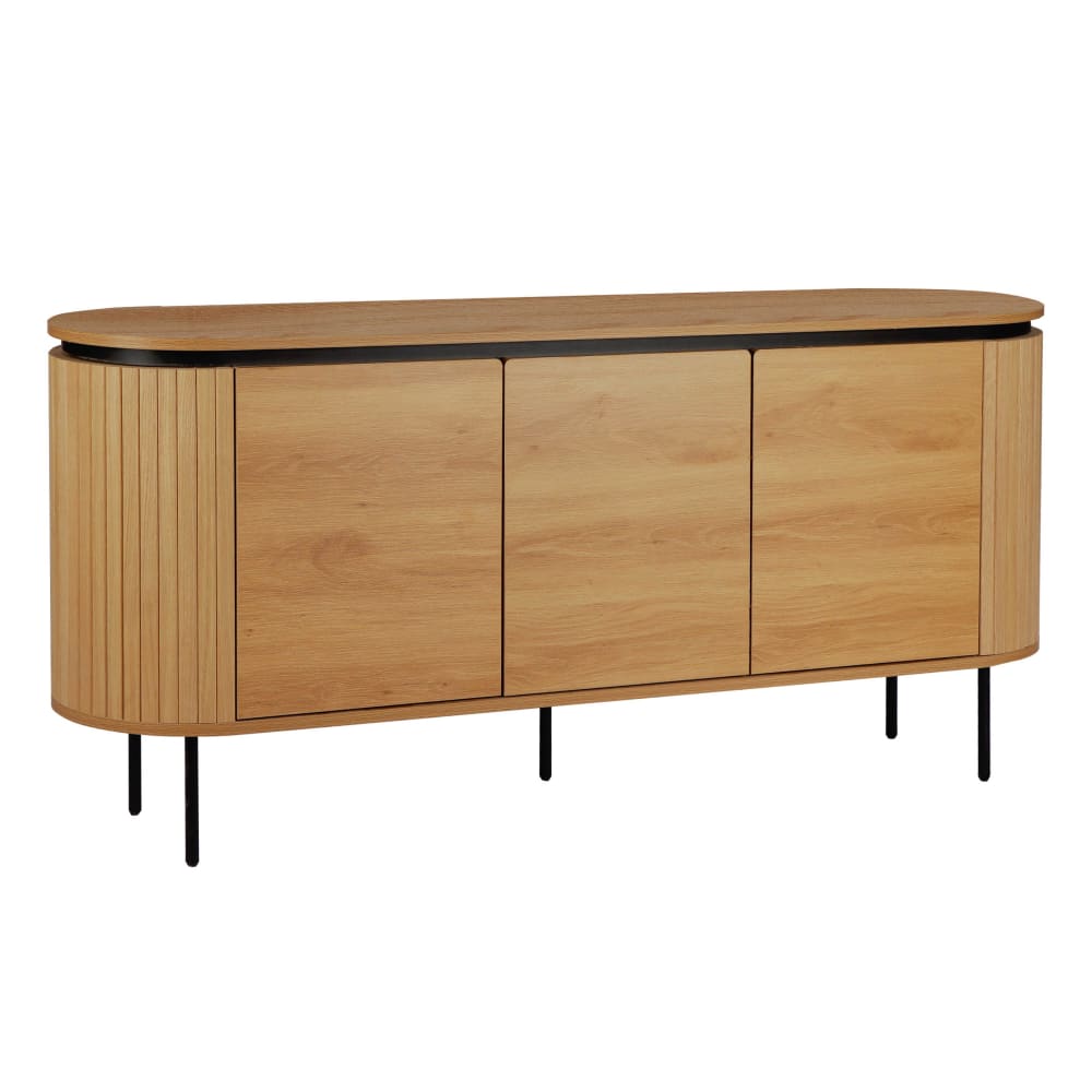 Grand buffet HEMERA en bois de peuplier clair 160 cm avec 3 portes