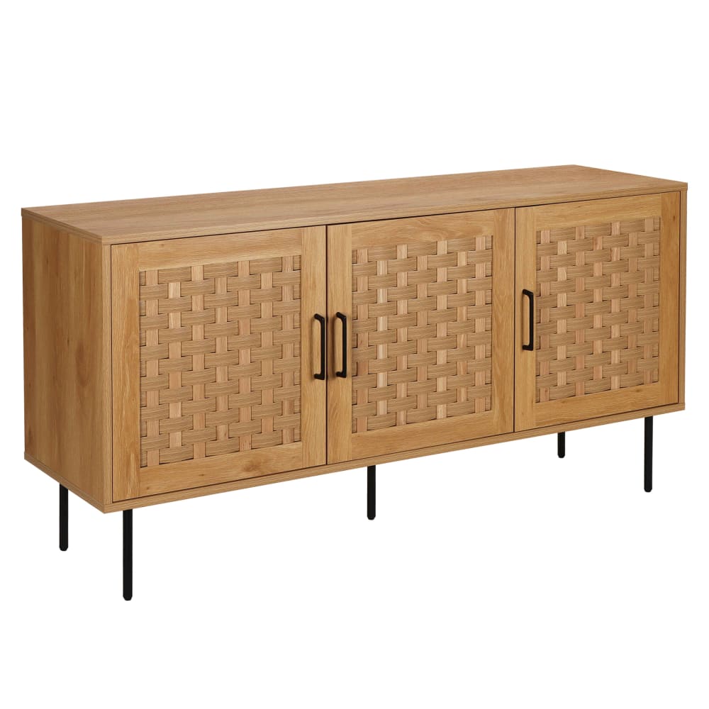 Buffet enfilade NOAH bois clair 150 cm avec 3 portes coulissantes