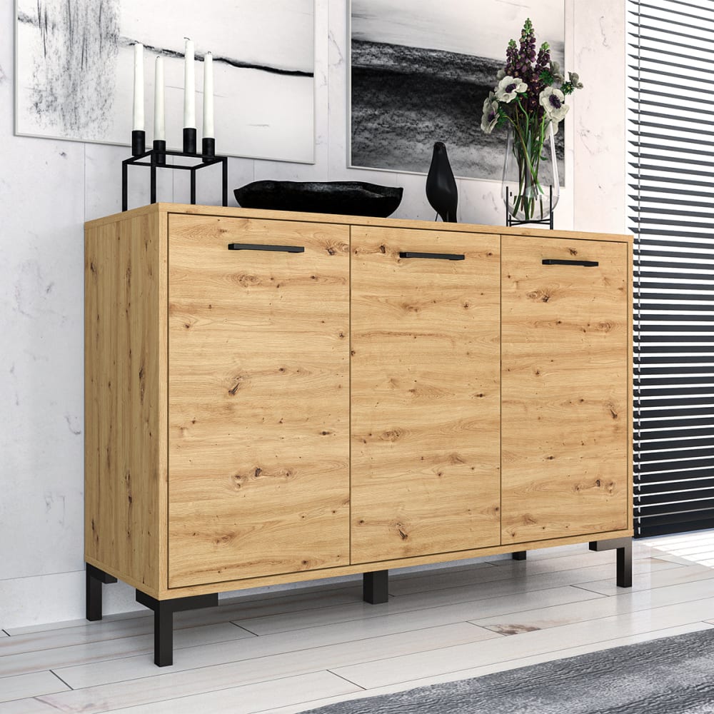 Buffet LIORA portes ouvertes sur les étagères