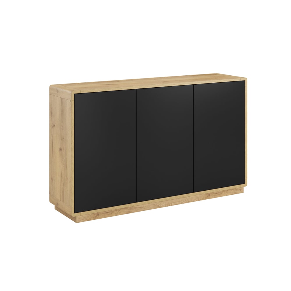 Grand buffet RAVEN noir mat et beige de 160 cm avec 3 portes