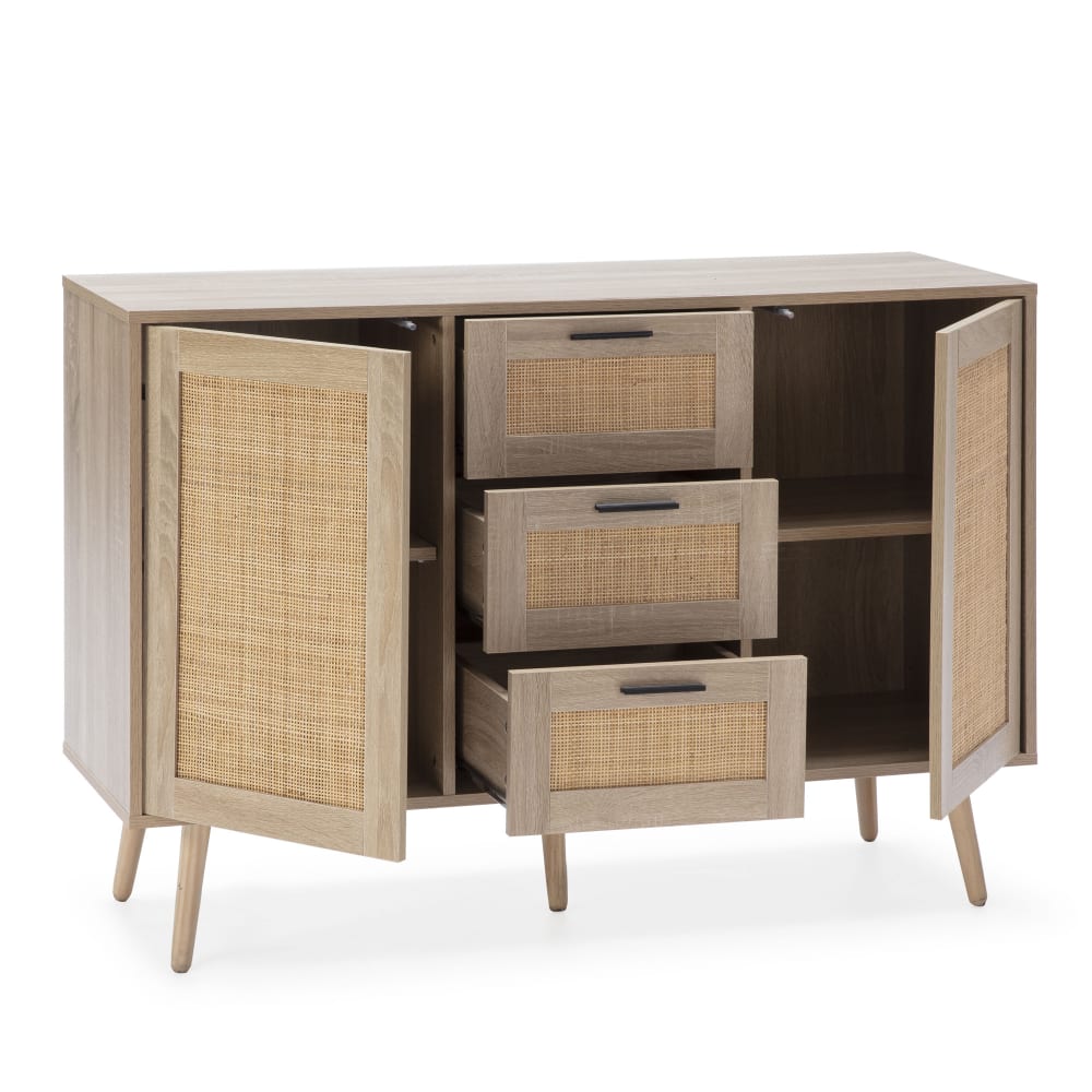 Buffet DALIA portes ouvertes sur le rangement