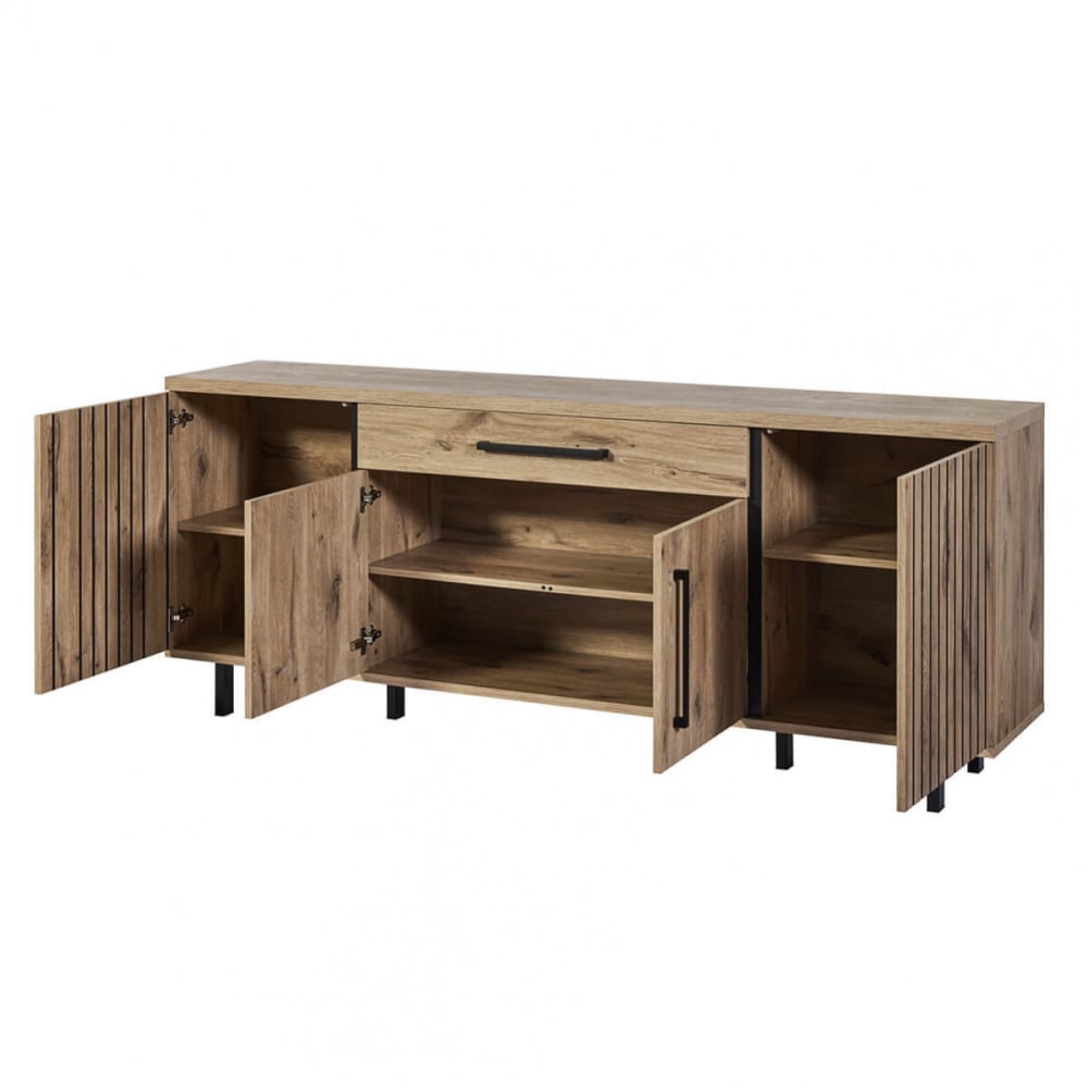Buffet ROMY portes ouvertes sur les volumes de rangement