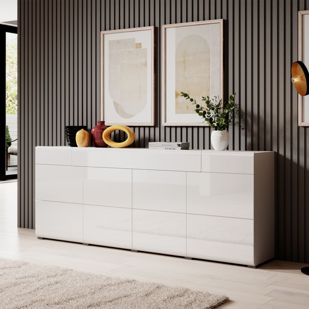Détail des portes sans poignée du buffet JULES