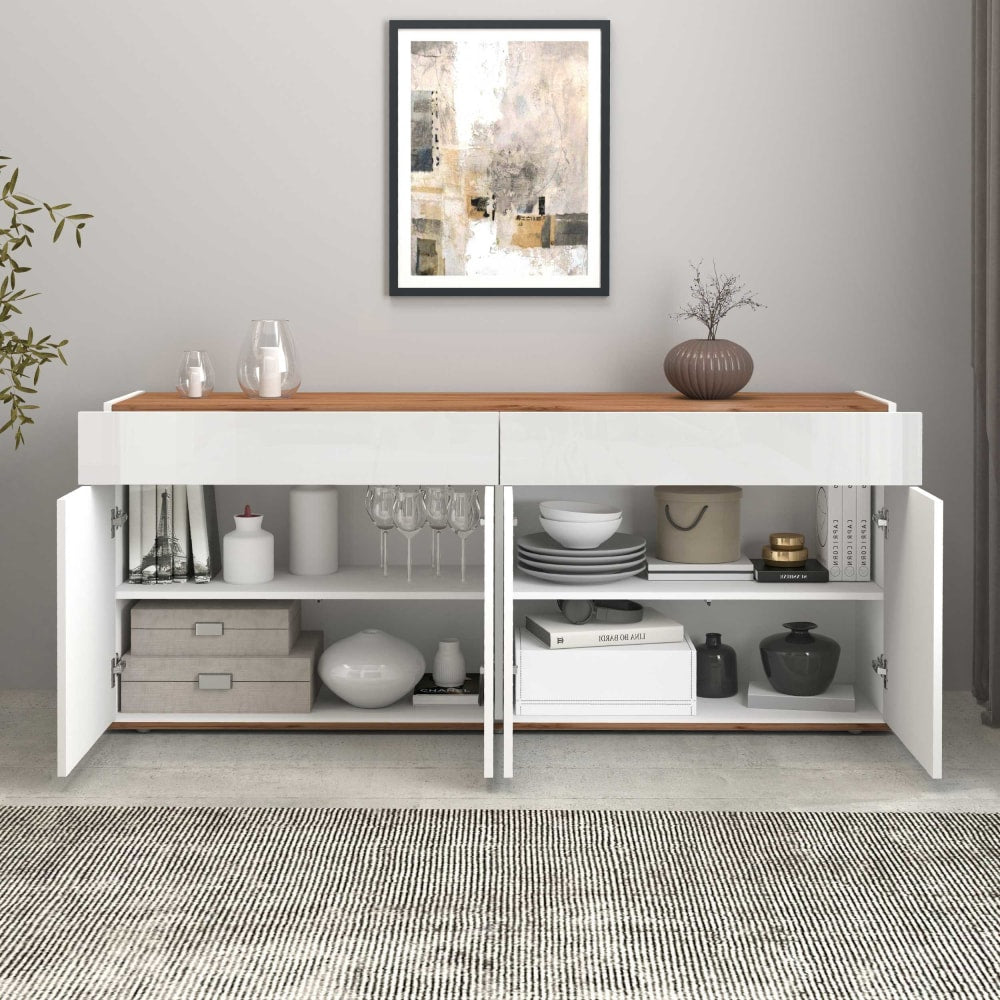 Buffet GARDA portes et tiroirs ouverts