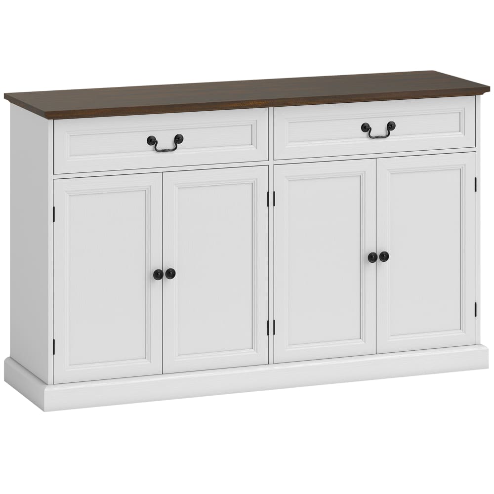 Buffet de cuisine 4 portes et 2 tiroirs blanc et bois 140 cm - HOMCOM