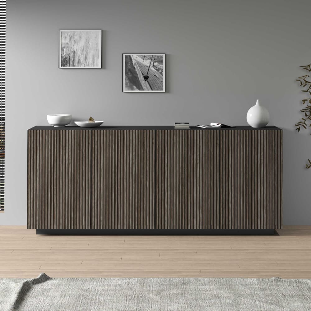 Détail de l'effet cannelé du buffet COSTE