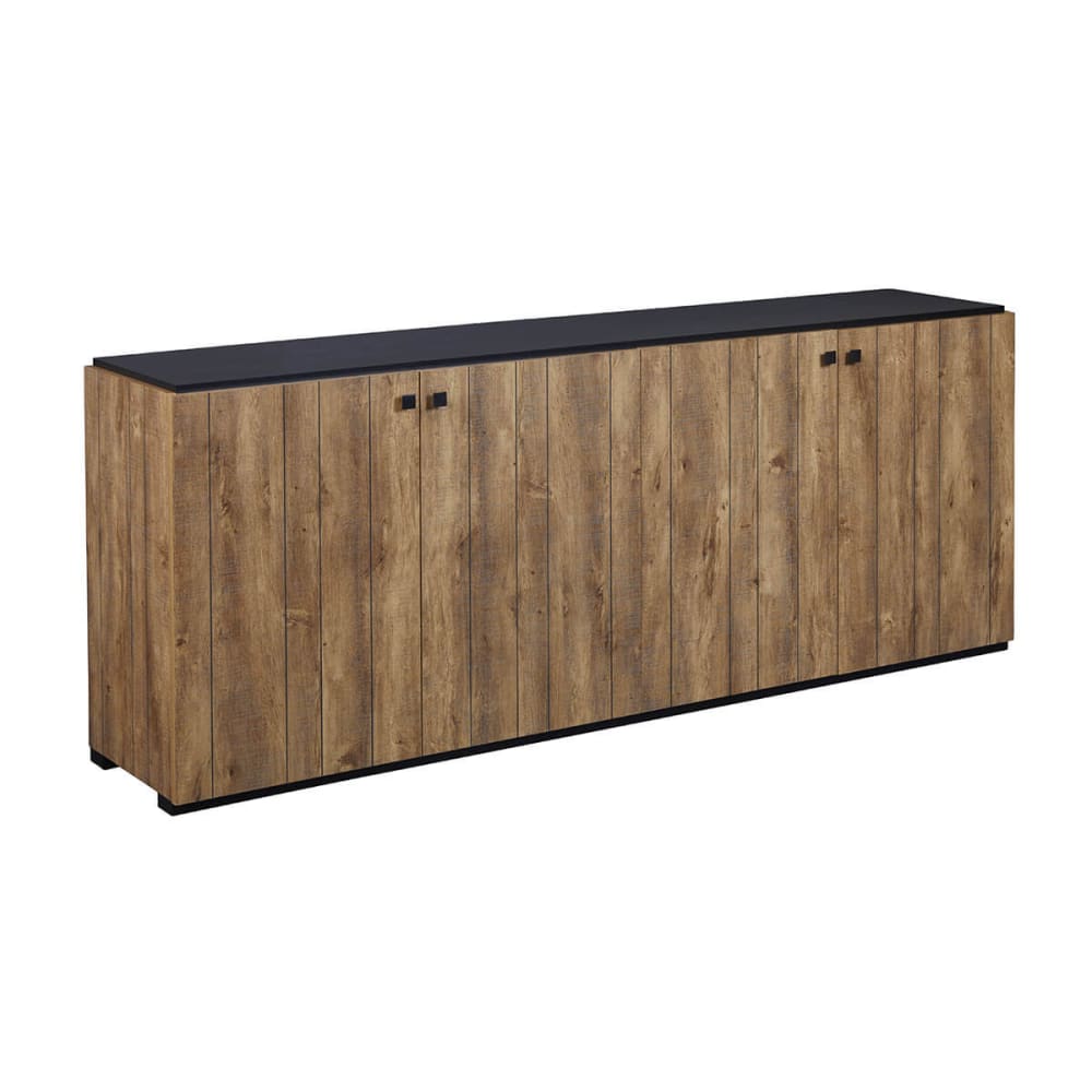 Grand buffet GLESS 4 portes effet bois façon lambris 225 cm