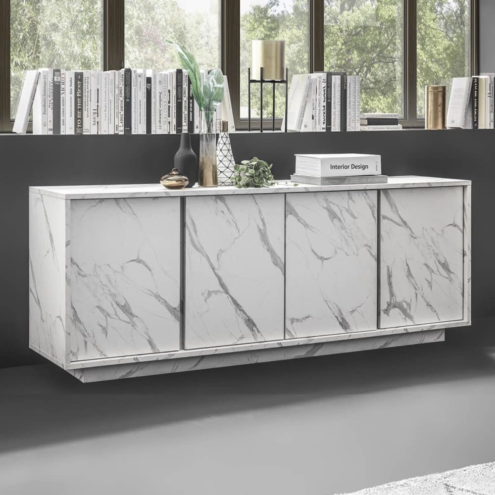 Buffet PIRALIA portes ouvertes sur ses rangements