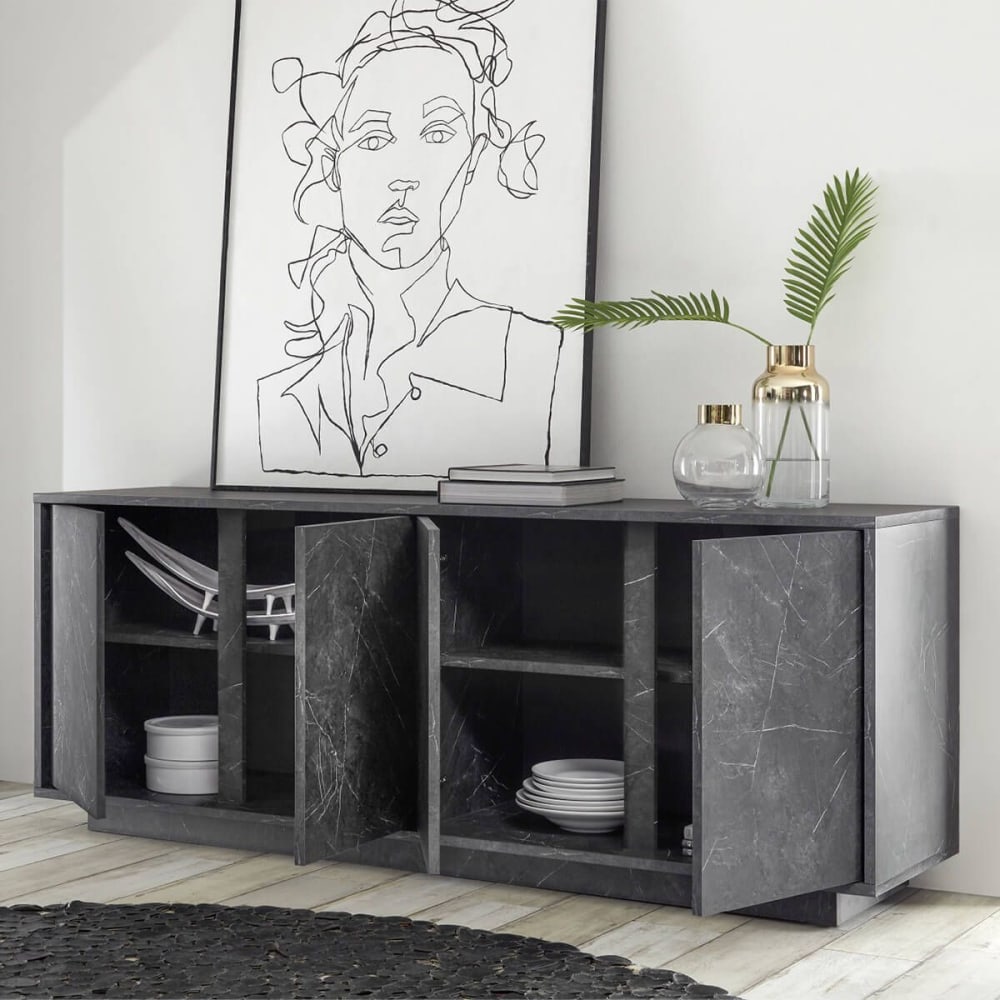 Buffet PIRALIA portes ouvertes sur le rangement