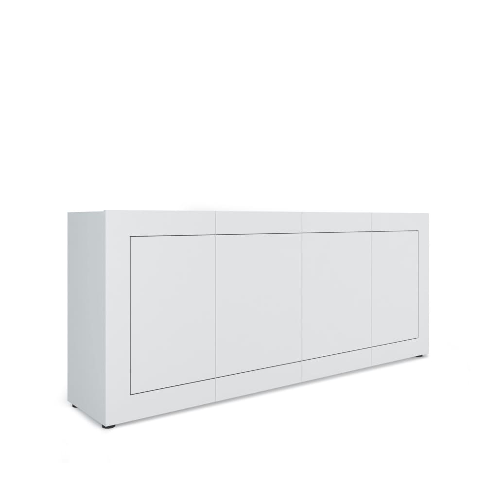 Grand buffet enfilade ELIOS blanc brillant 200 cm à 4 portes