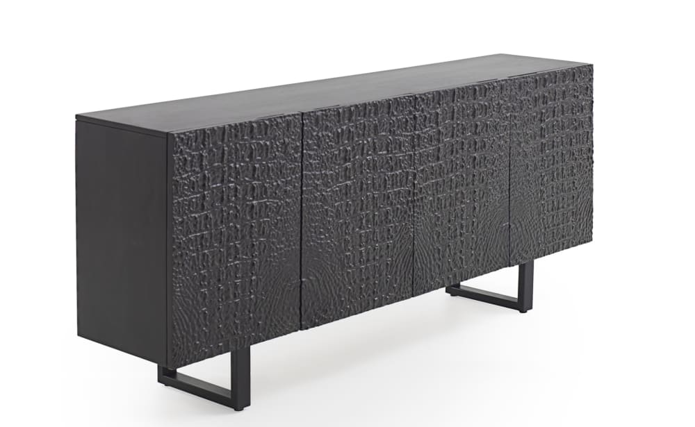 Grand buffet GEESE HOME noir 177 cm avec 4 portes effet cuir crocodile