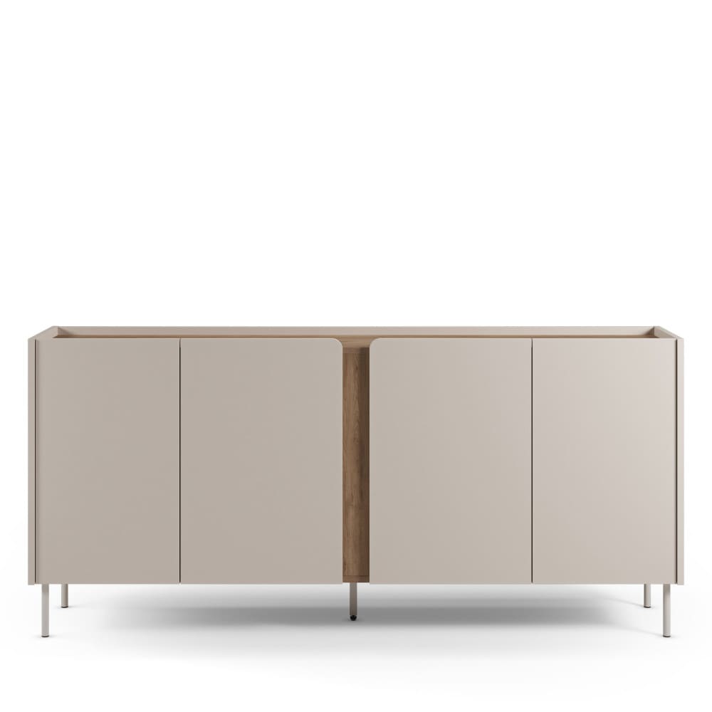 Grand buffet BOXY beige 180 cm avec 4 portes et pieds en métal