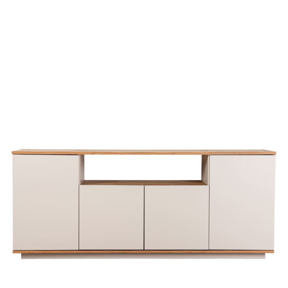 Grand buffet FRITZ beige 180 cm avec quatre portes et niche centrale
