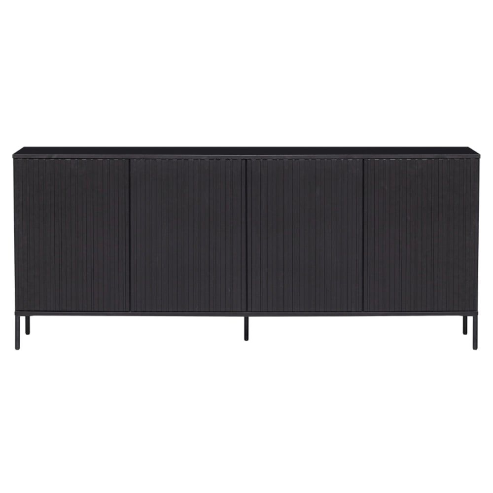 Buffet enfilade 4 portes en bois massif noir 200 cm - MAY