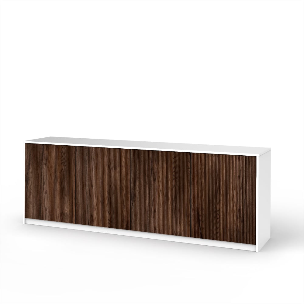 Buffet bahut BUDAPEST effet chêne Rio et blanc mat 238 cm