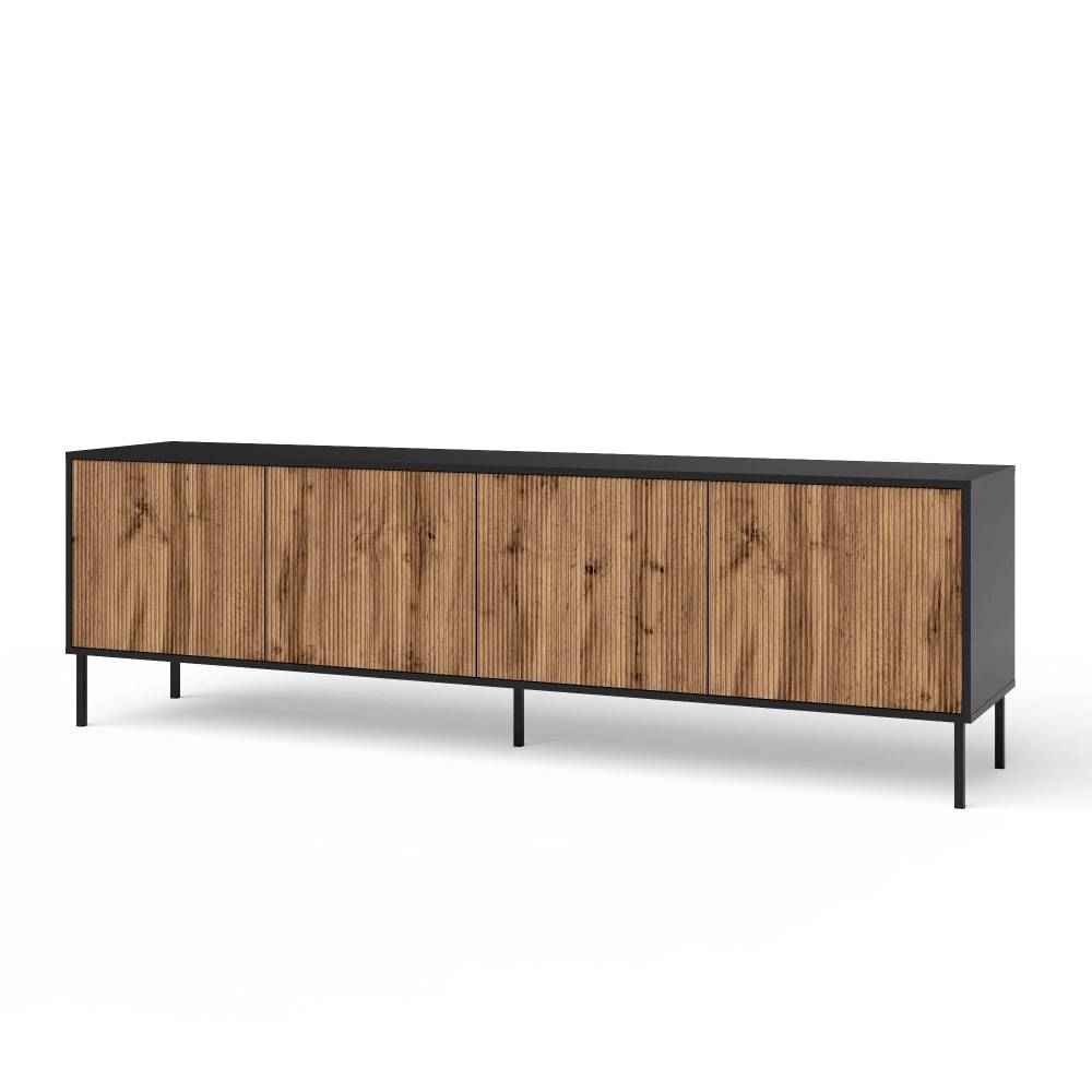 Buffet enfilade BUDAPEST effet chêne et noir mat 238 cm