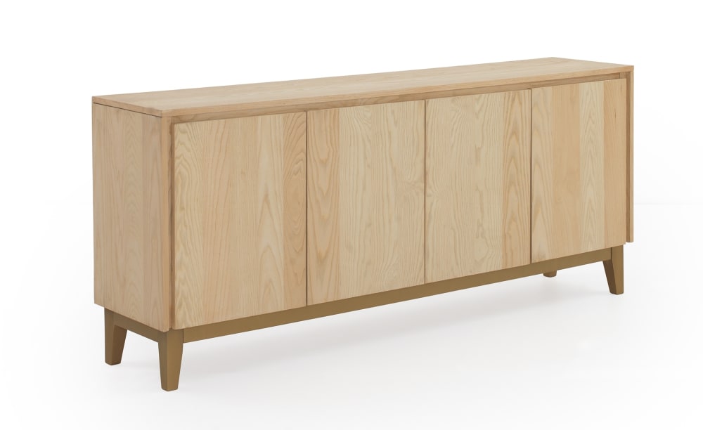 Grand buffet GEESE HOME plaqué frêne 177 cm avec 4 portes et pieds manguier