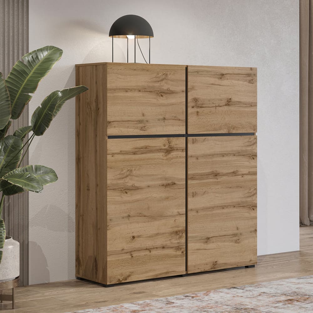 Détail des quatre portes superposées du buffet LILIA