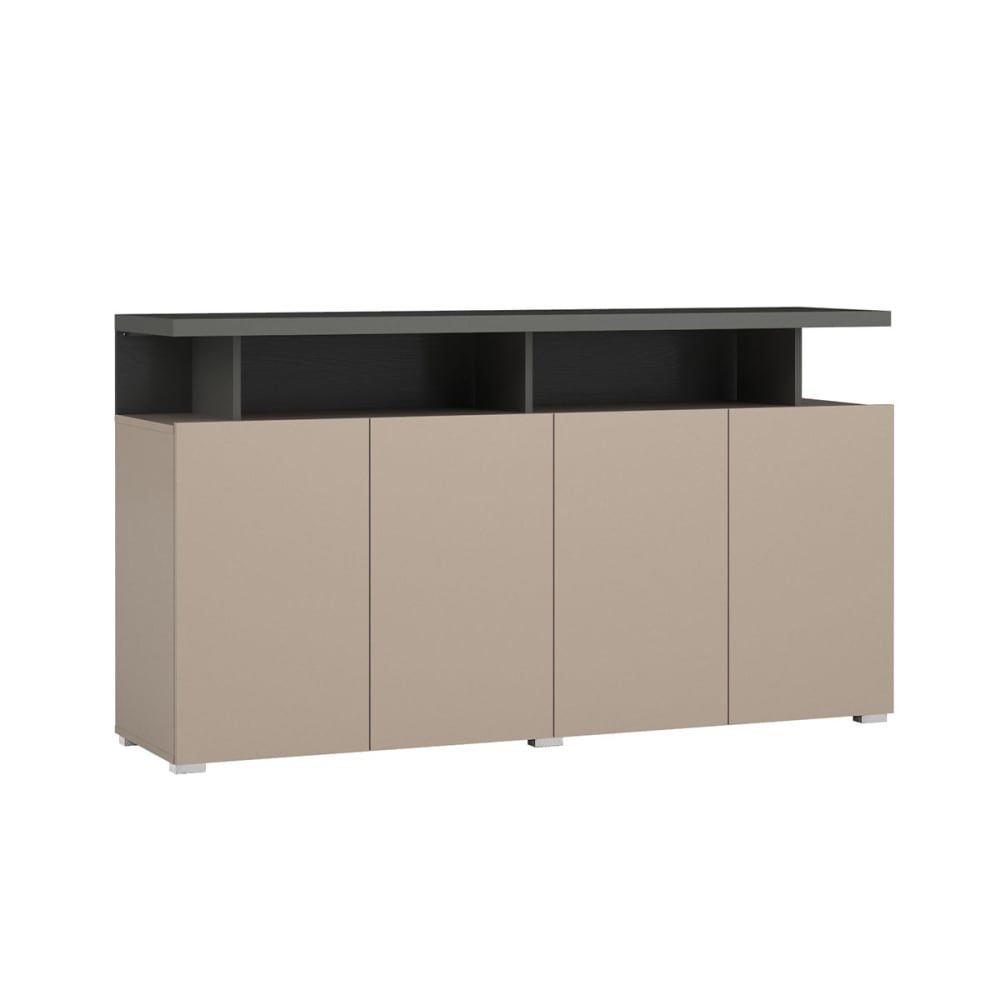 Buffet enfilade OPIO 4 portes taupe et anthracite 153 cm