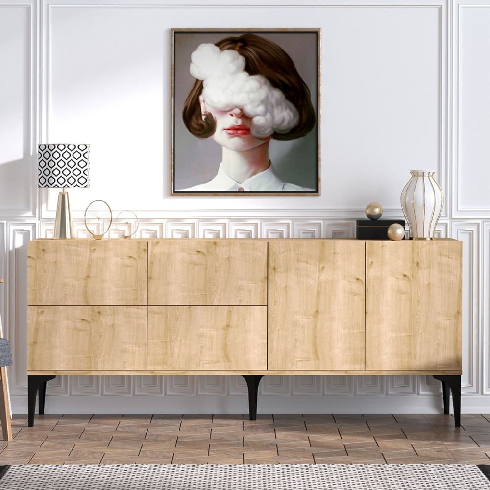 Détail du décor chêne saphir du buffet LAIKA