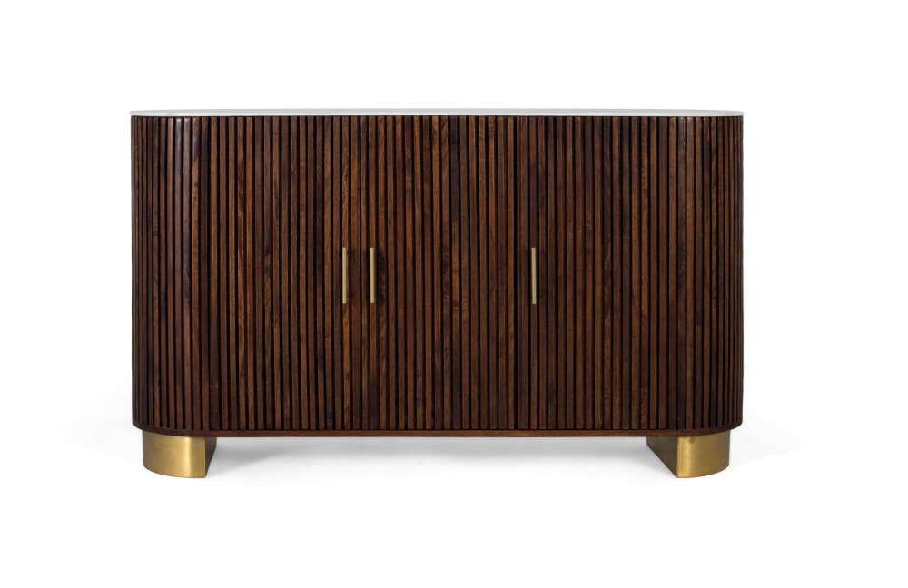 Buffet enfilade GINER Y COLOMER en manguier noyer avec plateau en marbre 150 cm