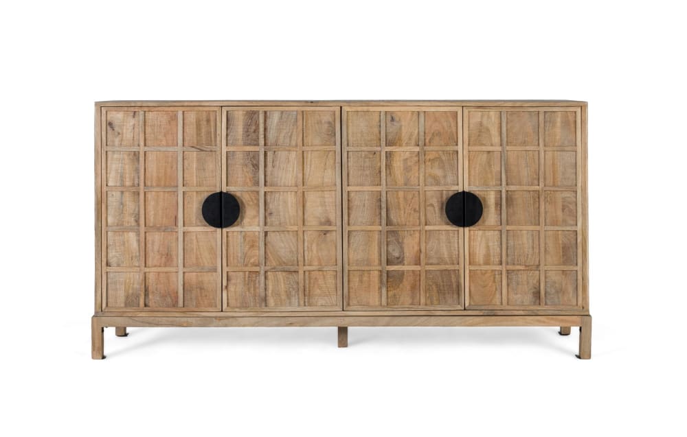 Grand buffet GINER Y COLOMER en manguier massif naturel 175 cm avec 4 portes