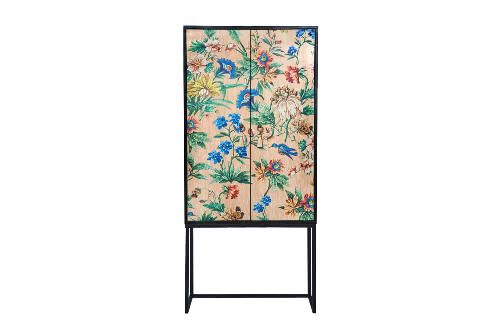 Buffet armoire AMAZONIA 2 portes imprimé floral beige 75 cm