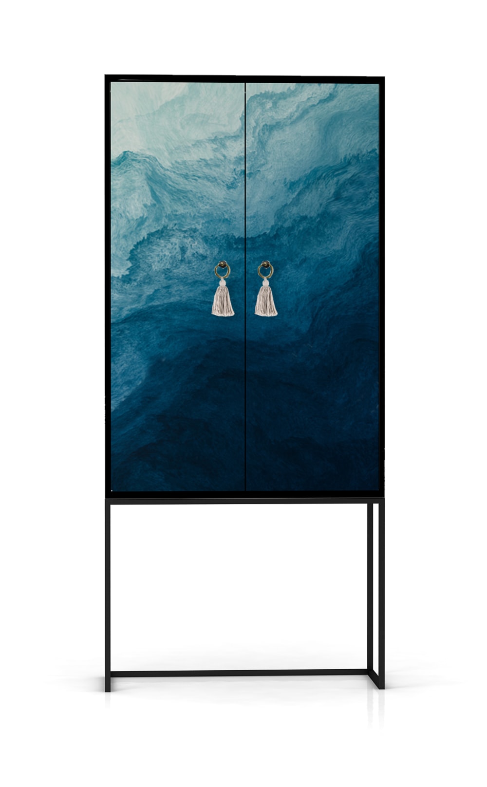Buffet vaisselier haut BLUE OCEAN imprimé bleu océan 75 cm