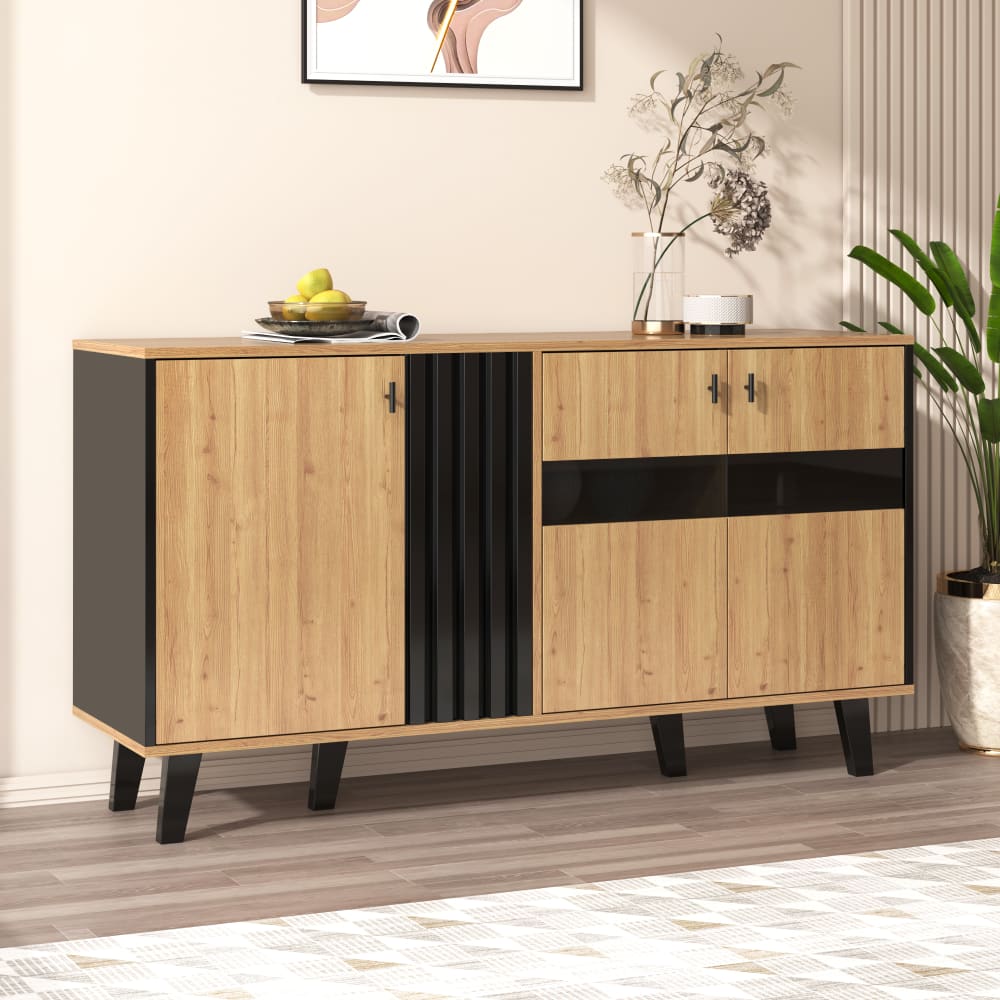 Détail du verre teinté et de l'éclairage LED du buffet URBAN MEUBLE
