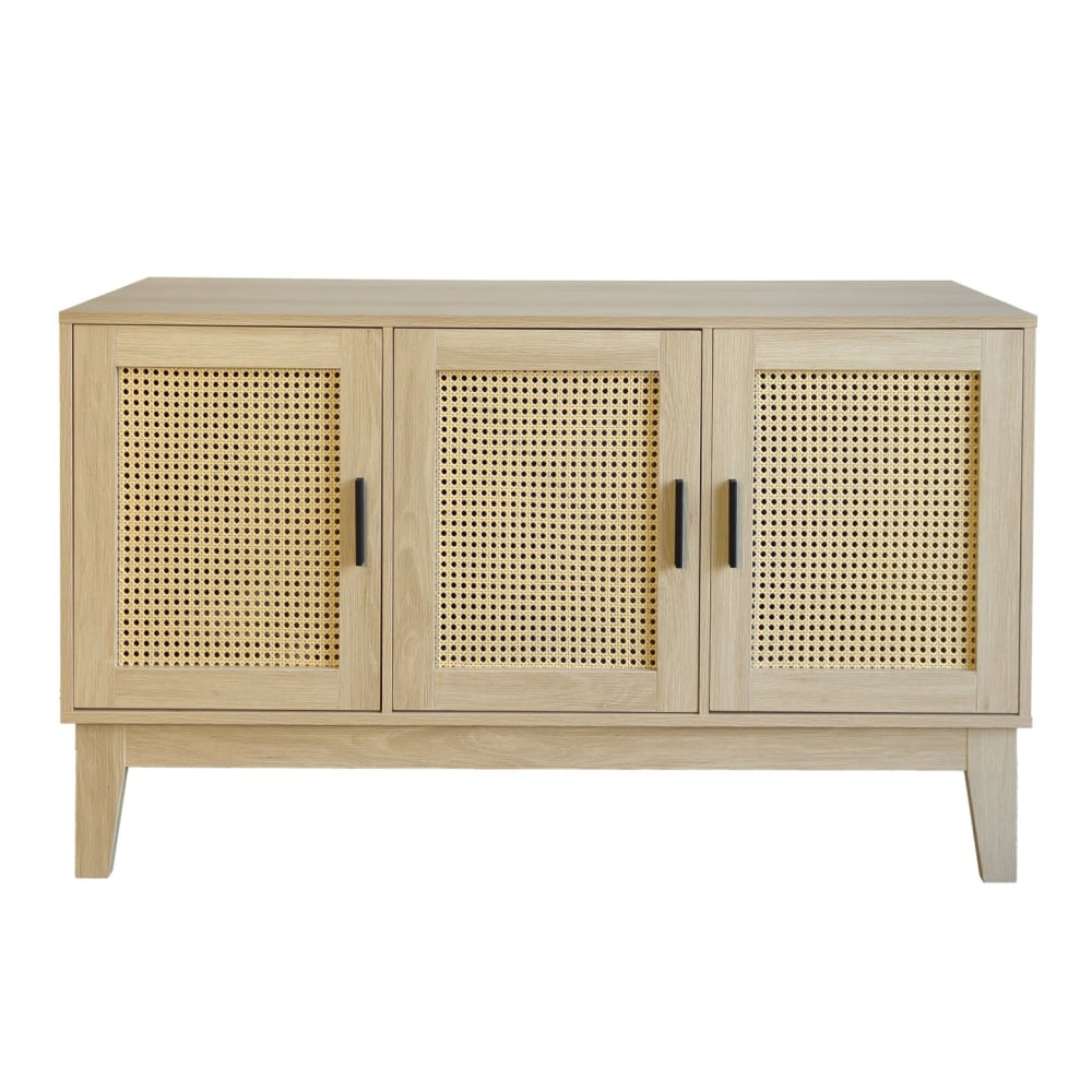 Petit buffet BOX & BEYOND en bois et cannage naturel 120 cm et 71 cm de hauteur