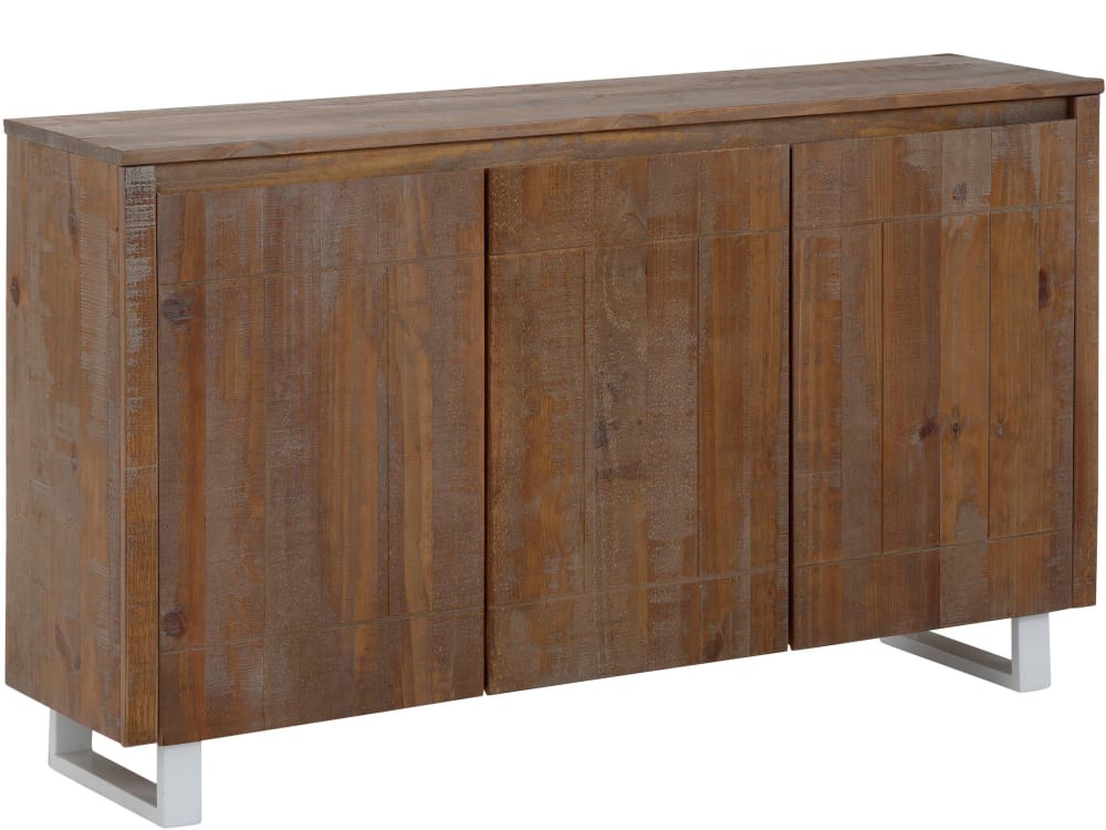 Buffet enfilade LAGOS 3 portes en pin marron patiné 140 cm