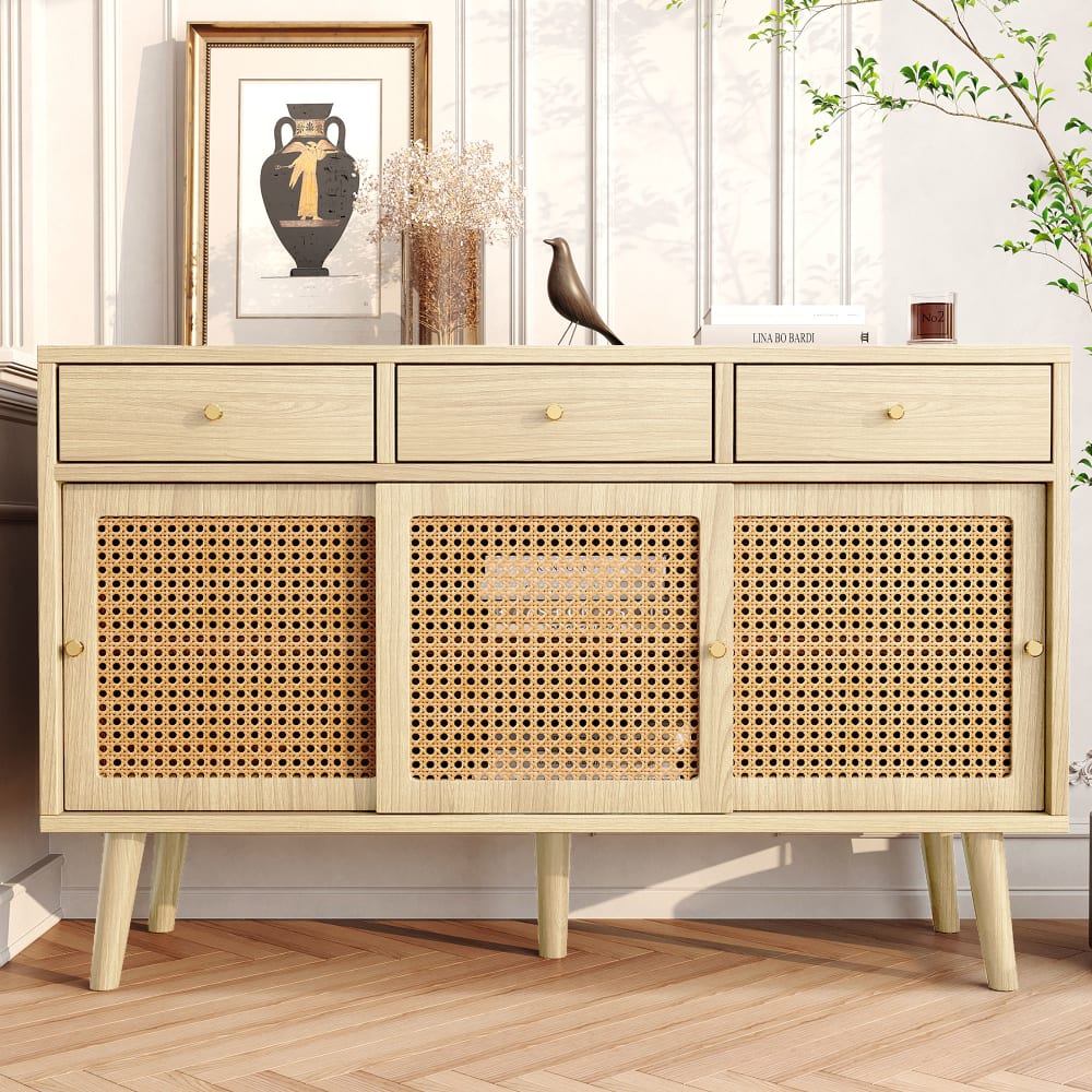 Buffet URBAN MEUBLE portes coulissées et tiroirs ouverts