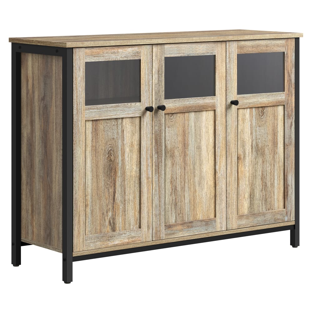 Buffet VASAGLE marron turquoise et acier noir 100 cm avec 3 portes