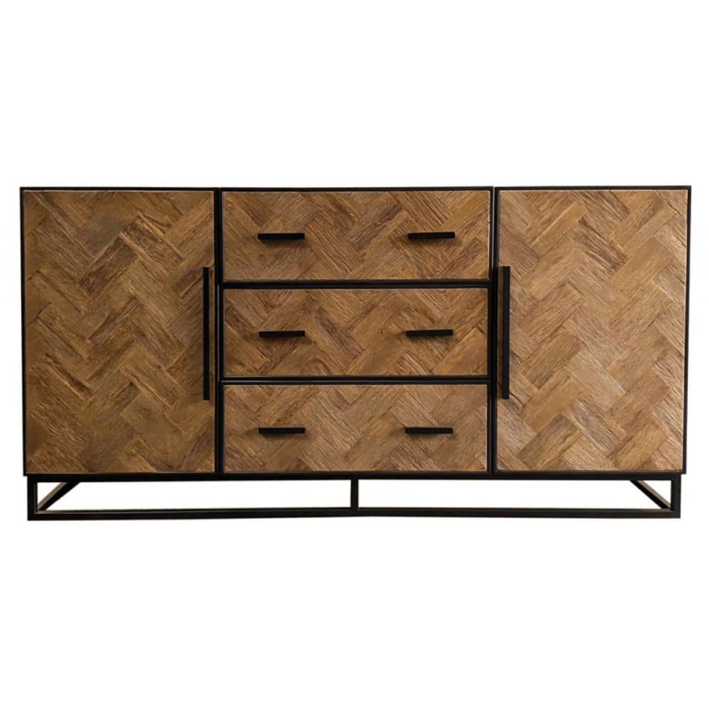 Buffet bahut HAUSSMANN en orme recyclé marron 170 cm avec 2 portes et 3 tiroirs