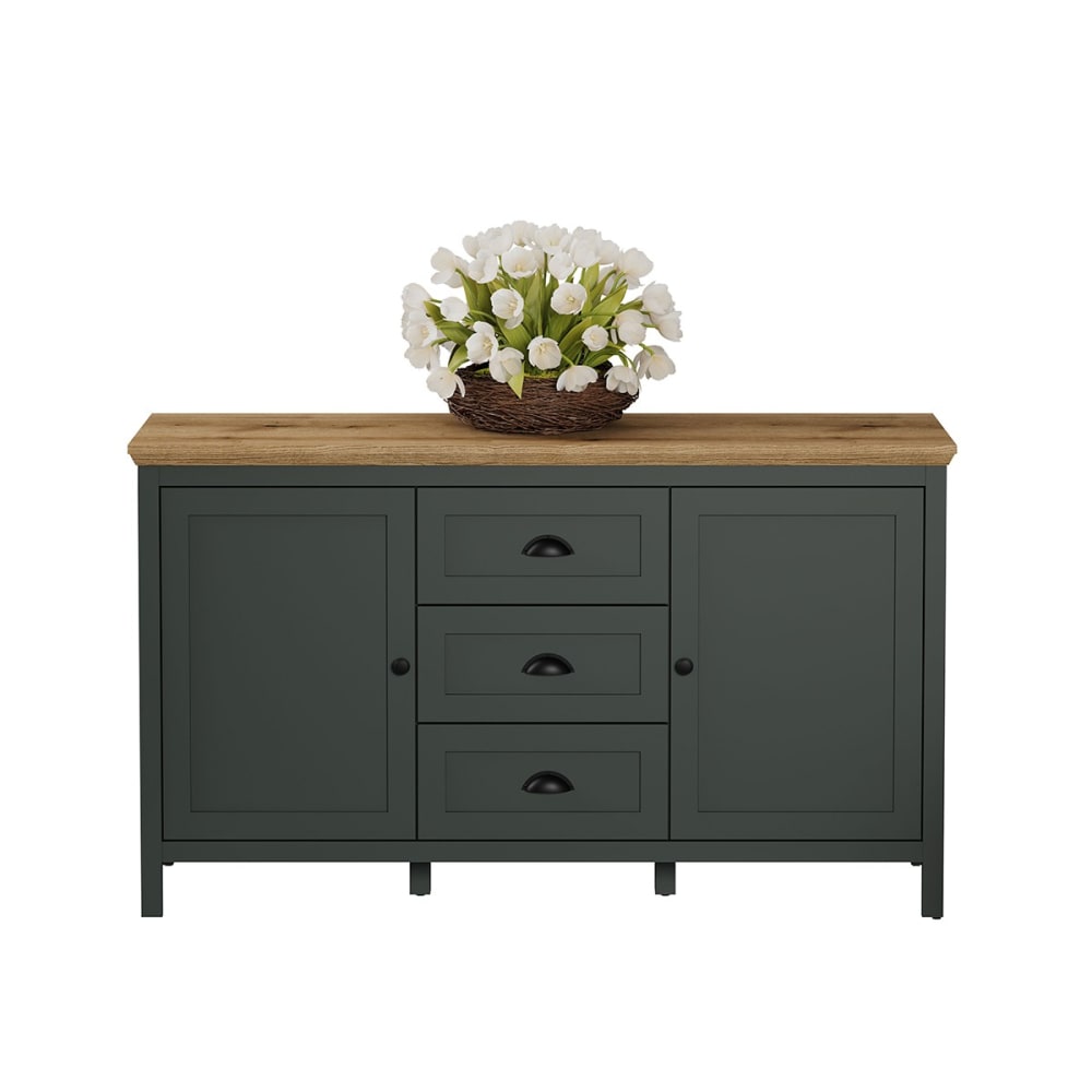 Buffet STANTON vert profond vu de trois quarts