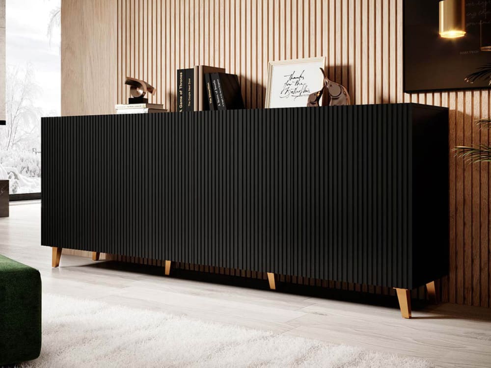 Détail de la façade sans poignée du buffet SANNA