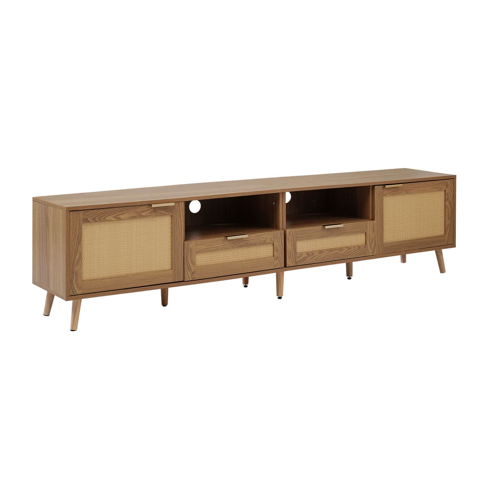 Buffet bas URBAN MEUBLE en bois et cannage chêne clair 200 cm