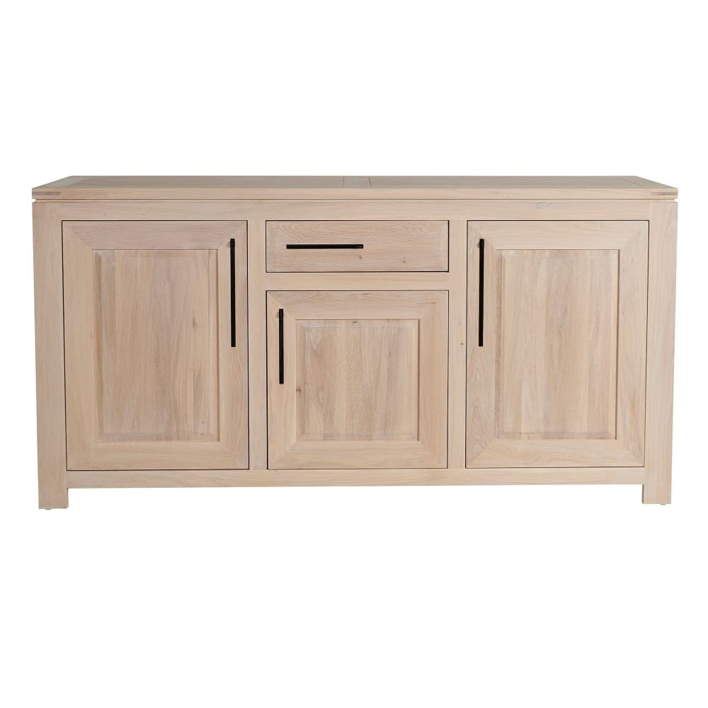 Buffet bas BOSTON en chêne blanchi 182 cm avec 3 portes et 1 tiroir