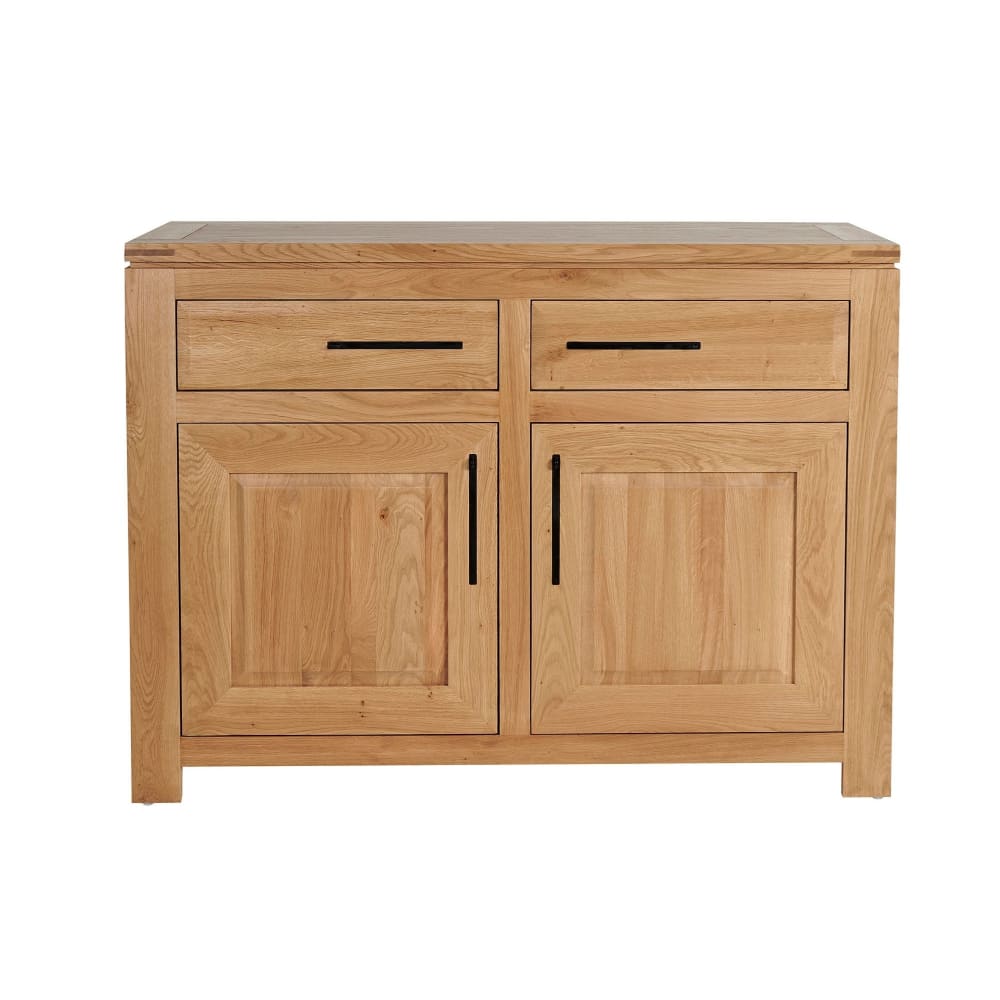 Buffet bas parisien BOSTON en chêne clair 125 cm avec 2 portes et 2 tiroirs