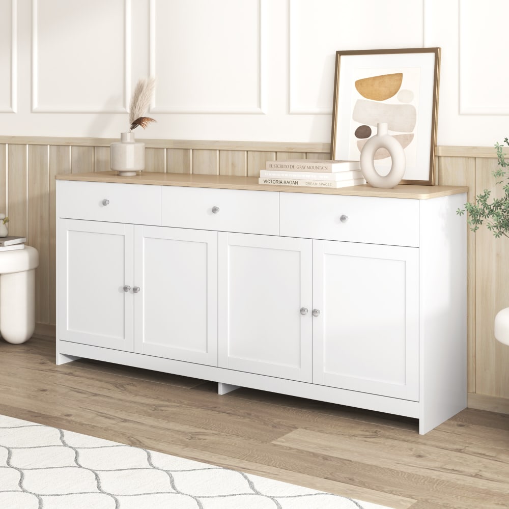 Détail du plateau bois clair du buffet URBAN MEUBLE