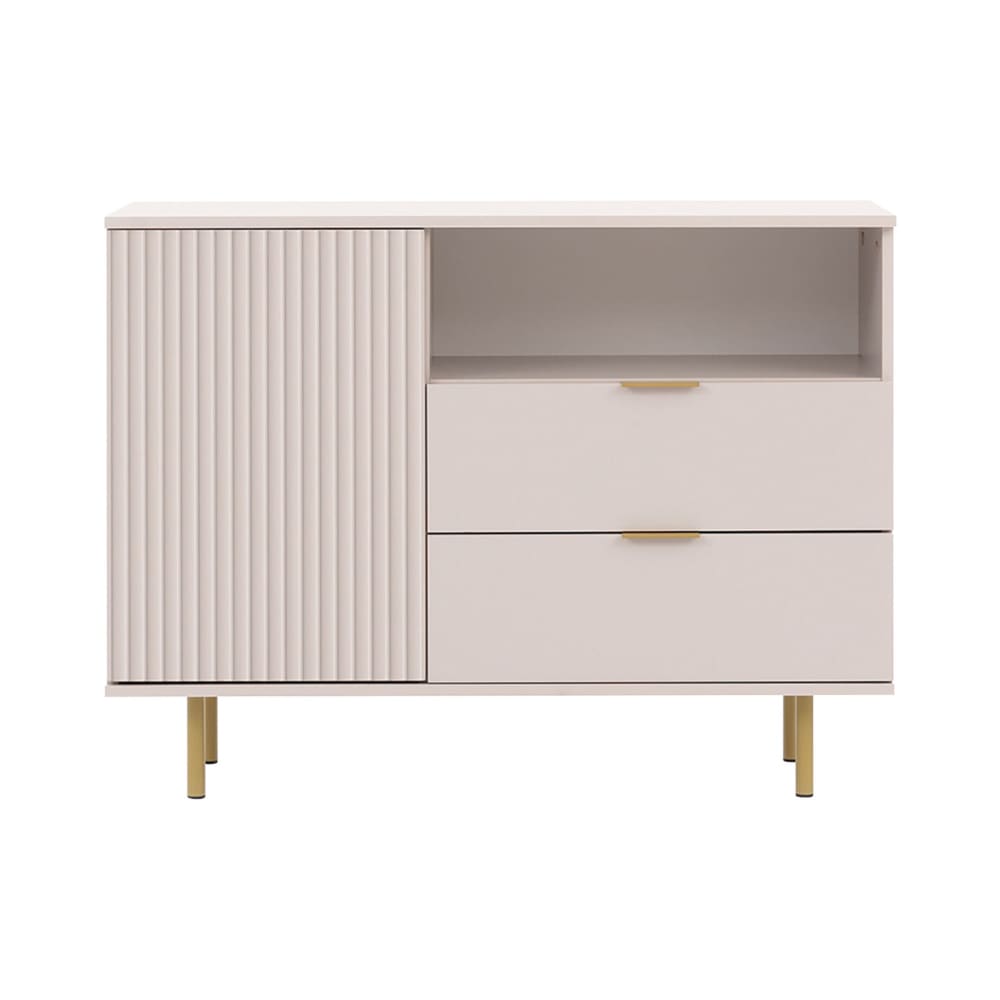 Petit buffet MONICA beige 1 porte 2 tiroirs et 1 niche 107 cm