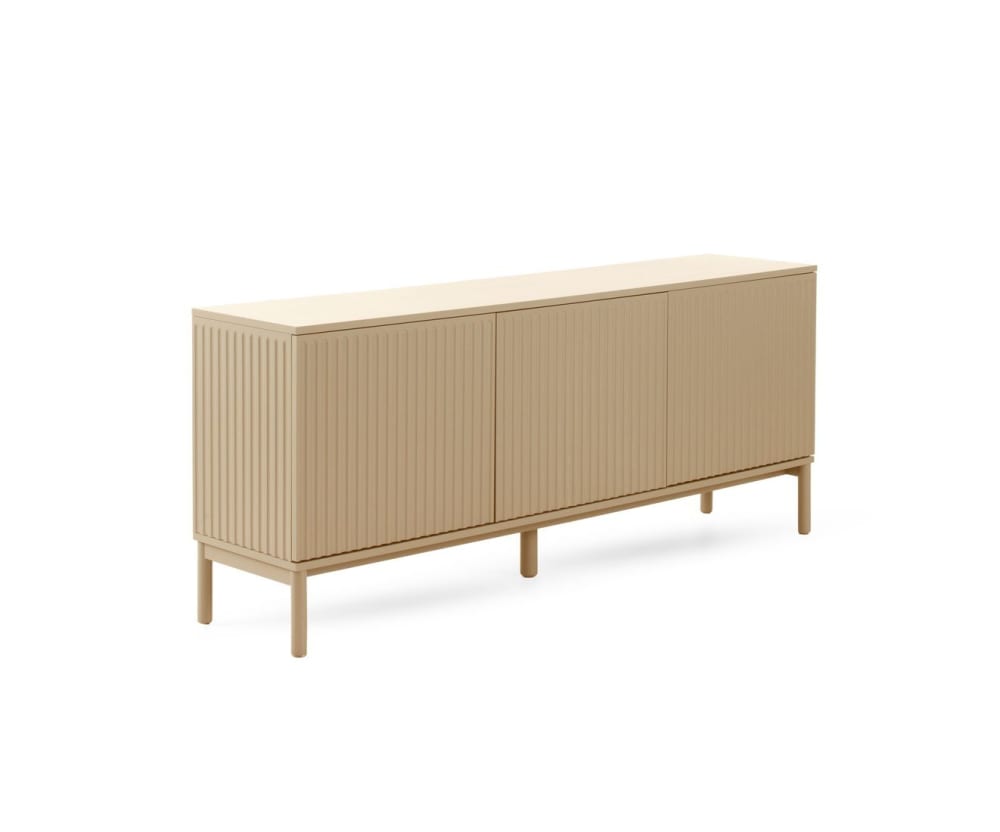 Buffet enfilade GEESE HOME beige sable rainuré 180 cm à 3 portes