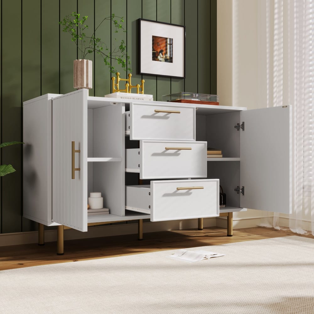 Buffet URBAN MEUBLE vu de côté sur ses pieds métal
