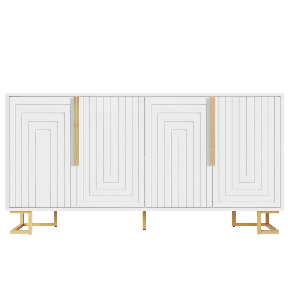 Buffet enfilade URBAN MEUBLE blanc à façades sculptées et pieds dorés 152 cm