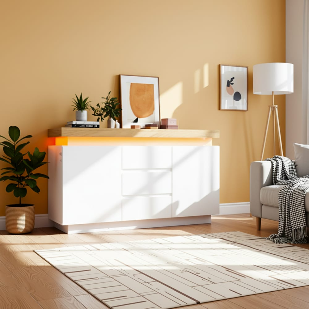 Buffet URBAN MEUBLE tiroirs et portes ouverts