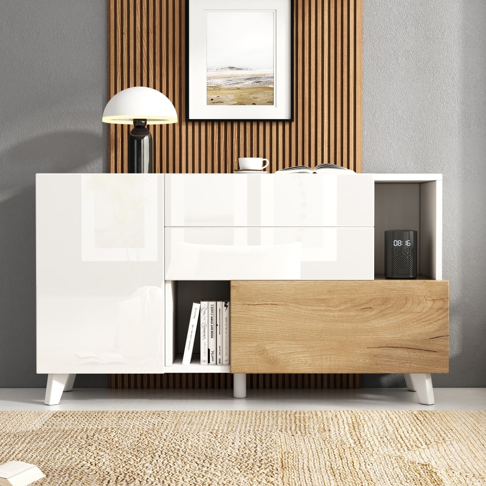 Détail des niches ouvertes du buffet URBAN MEUBLE