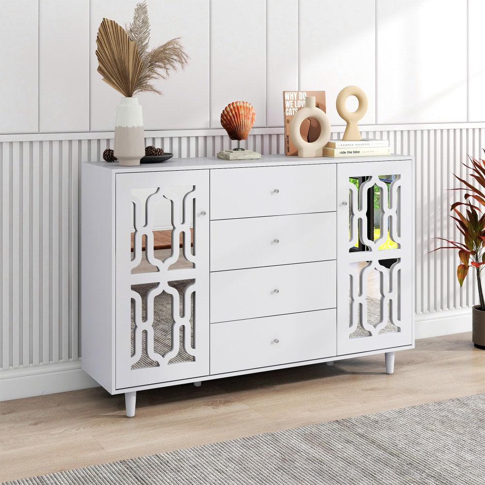 Détail du motif géométrique des portes du buffet URBAN MEUBLE