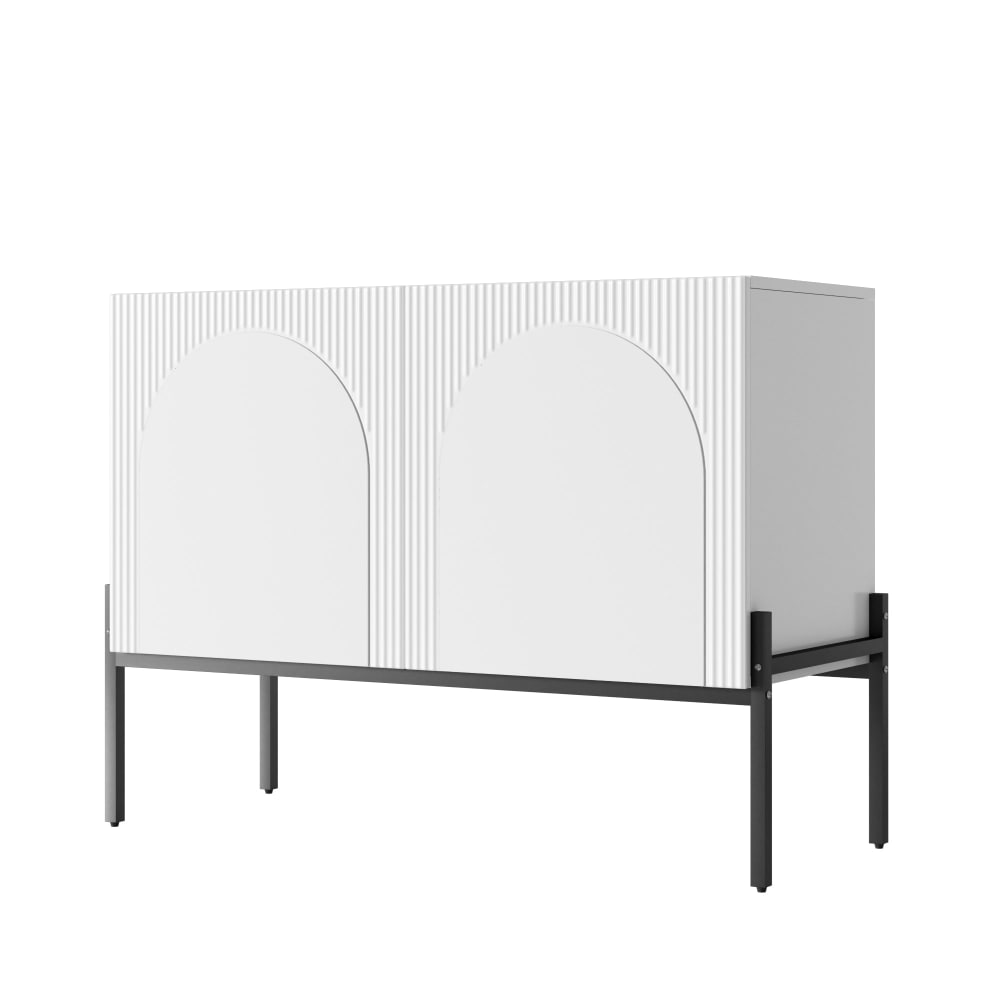 Petit buffet URBAN MEUBLE blanc 100 cm à façades arquées et rainures verticales